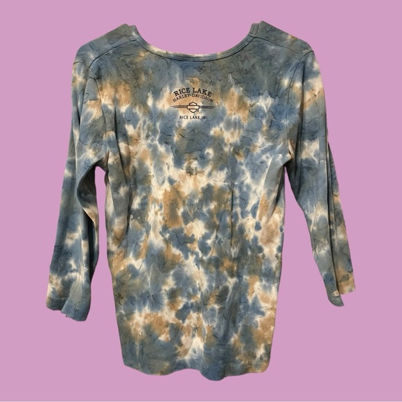 Harley Davidson tie dye 3/4 length sleeve top - Picture 2 of 2